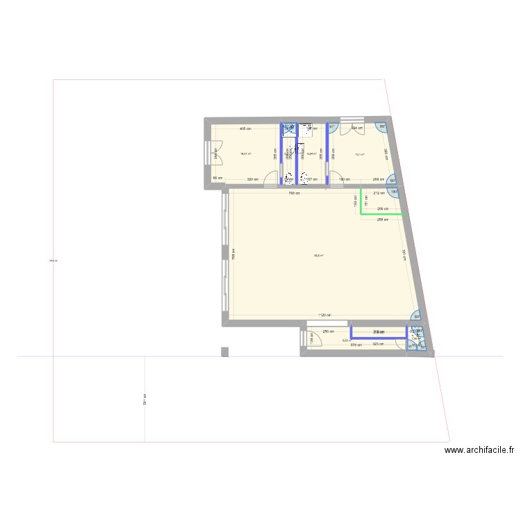 palaiseau terrain 350ke rdc+masse. Plan de 8 pièces et 126 m2