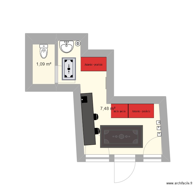 SALLE DE PAUSE 3. Plan de 2 pièces et 9 m2