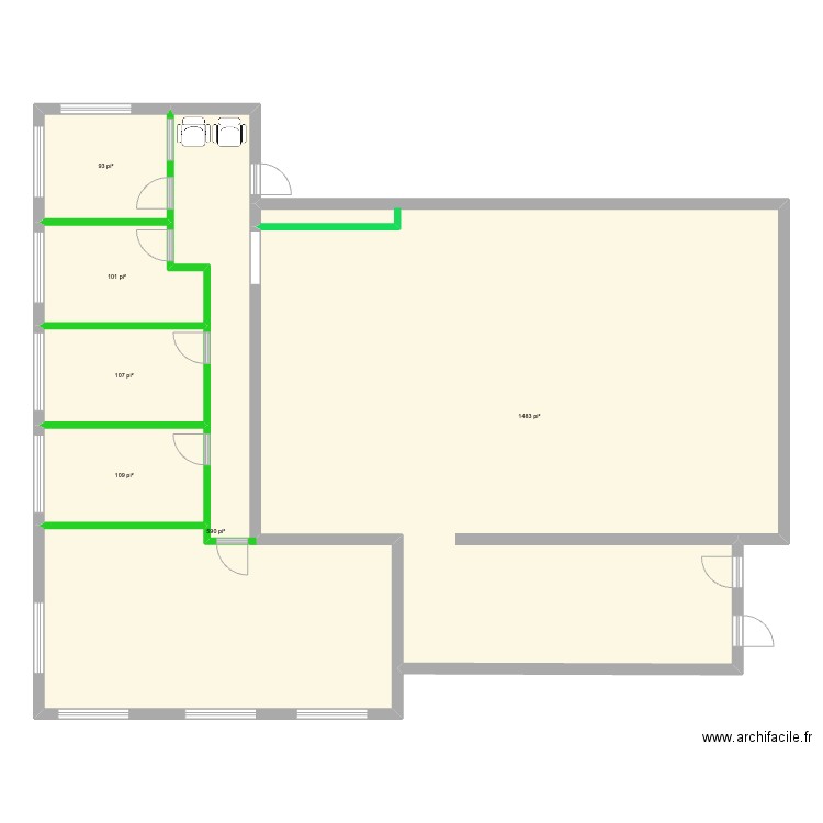 225 Seigneuriale agrandissement 49 X 19 (2). Plan de 6 pièces et 231 m2