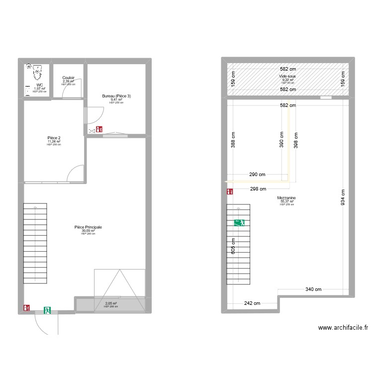 Local Chatou. Plan de 8 pièces et 131 m2