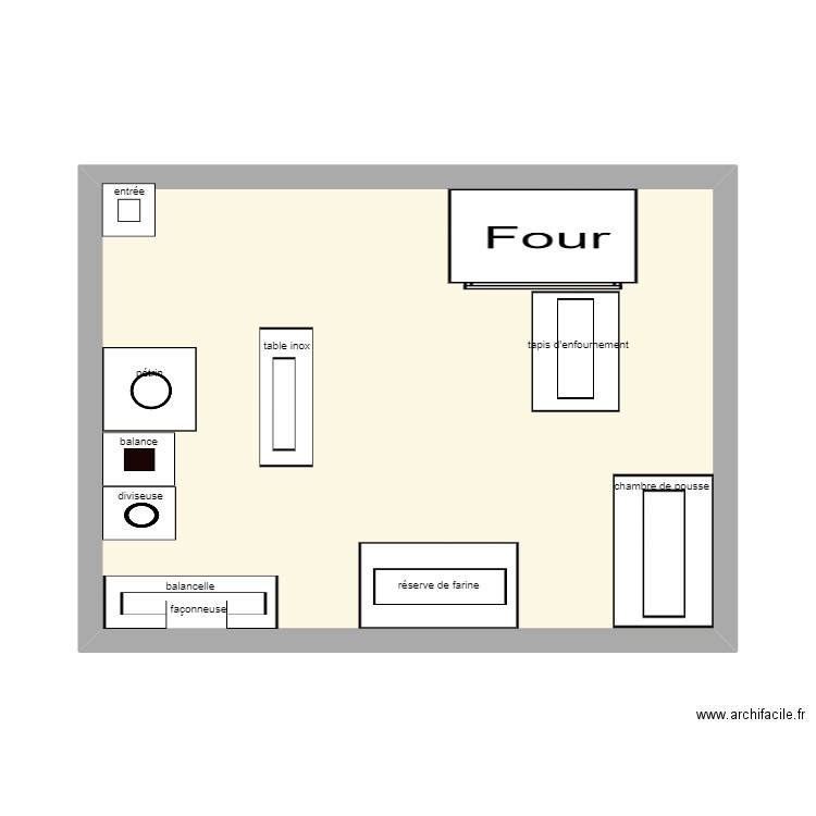 plan boulangerie. Plan de 1 pièce et 33 m2