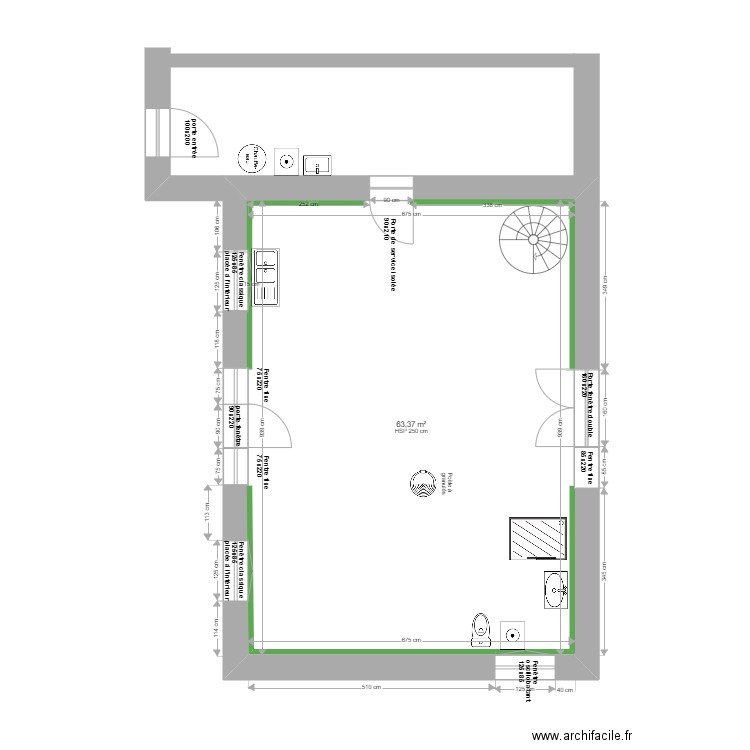 plan 0.3.4. Plan de 3 pièces et 124 m2