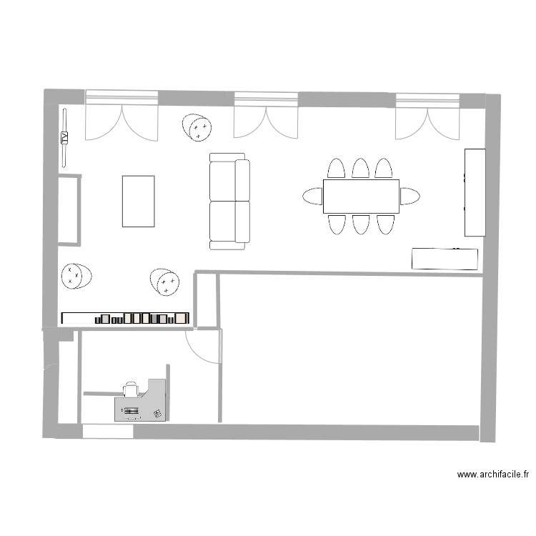 Agencement par l'ameublement - Ex 1. Plan de 0 pièce et 0 m2