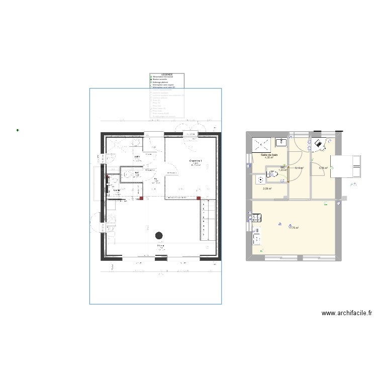 Adam essai . Plan de 6 pièces et 37 m2