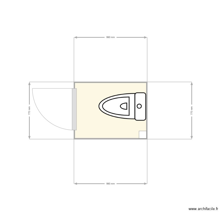 WATER CLOSET. Plan de 1 pièce et 1 m2