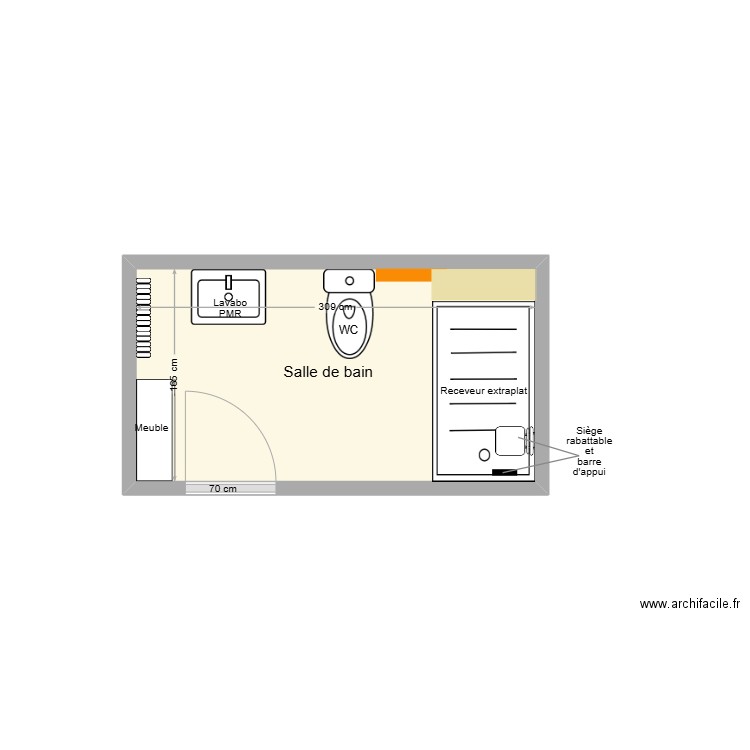 DENJEAN SDB Adaptation 1. Plan de 1 pièce et 5 m2