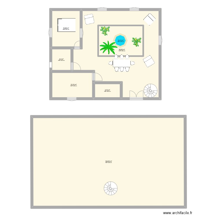 Riadzzou. Plan de 7 pièces et 252 m2