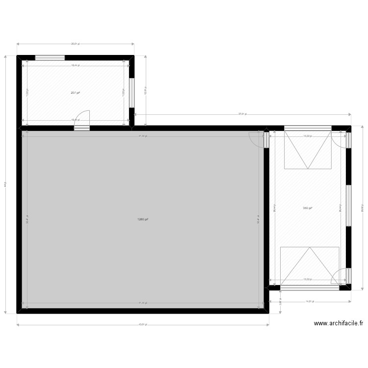 Projet agrandissement J-P Pellicelli 1. Plan de 3 pièces et 169 m2