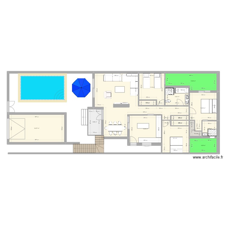 s3 dali nouveau. Plan de 15 pièces et 158 m2