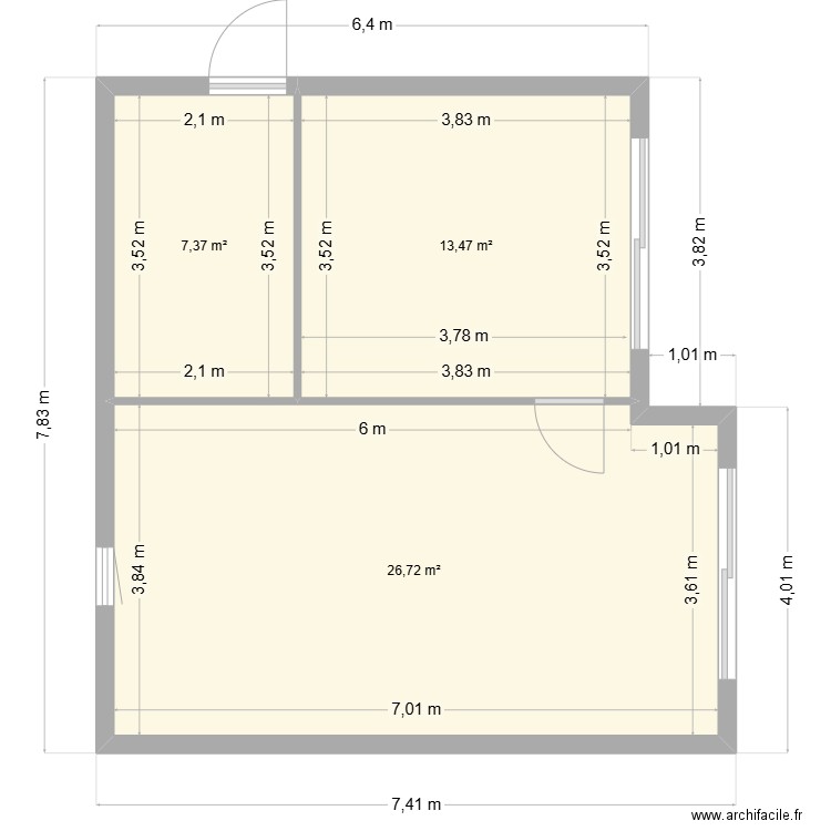 Plan Atelier Hautefage Placo. Plan de 4 pièces et 69 m2