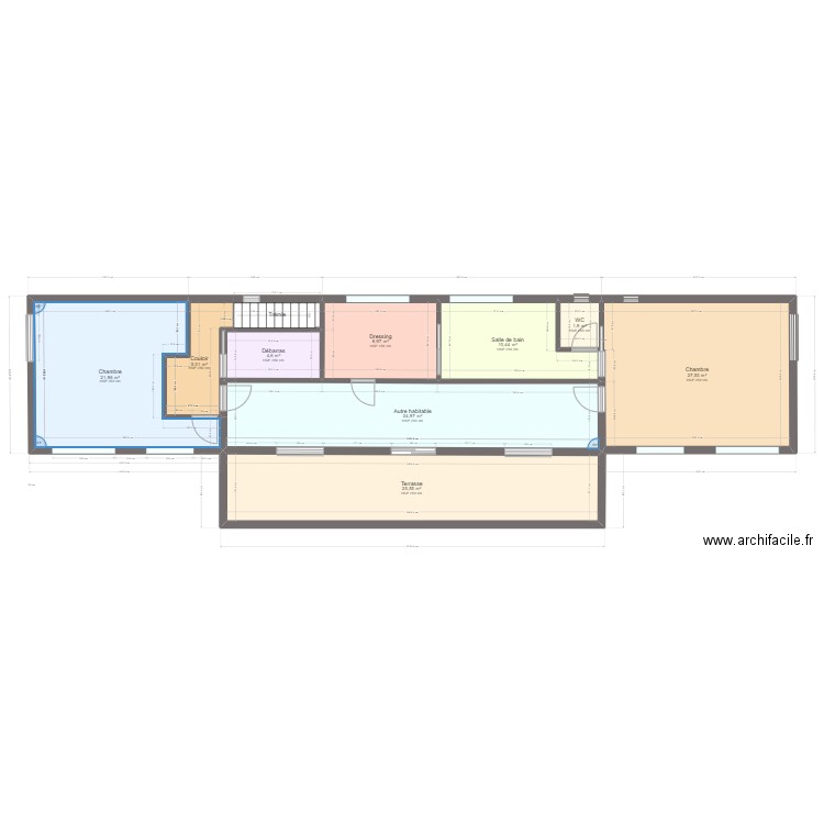 ebauche container. Plan de 34 pièces et 486 m2