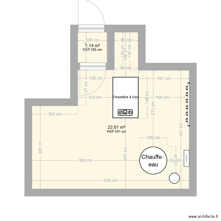 12 Cimetière. Plan de 2 pièces et 24 m2