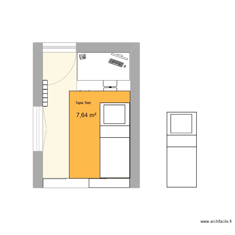 Chambre. Plan de 1 pièce et 8 m2