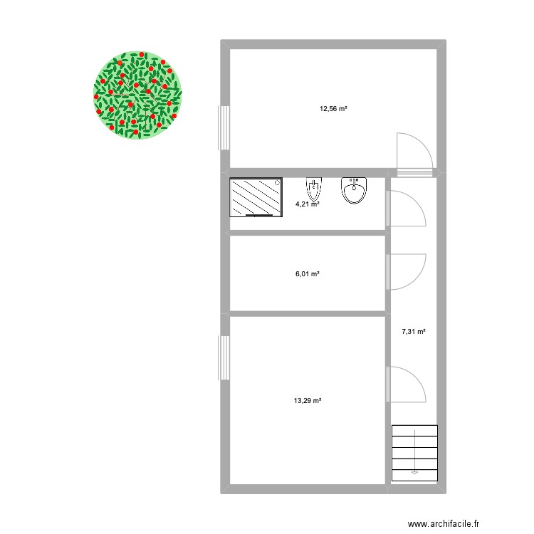 le bourget maison 2. Plan de 5 pièces et 43 m2