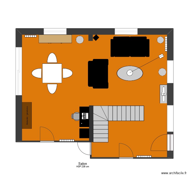 Salon titi77166. Plan de 1 pièce et 48 m2