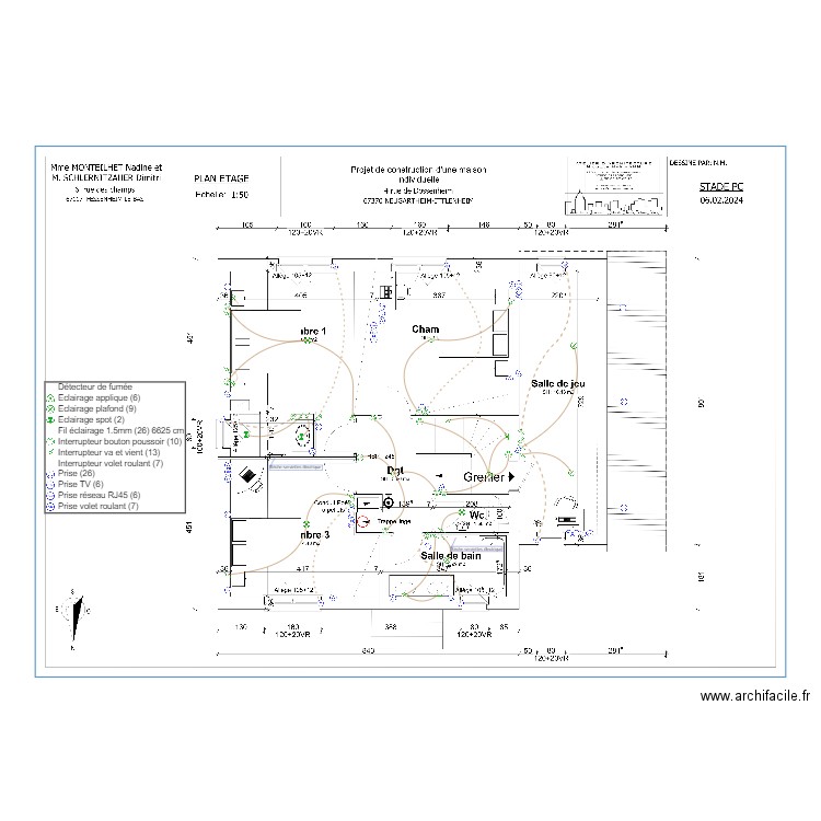 1 er étage maison elec. Plan de 0 pièce et 0 m2