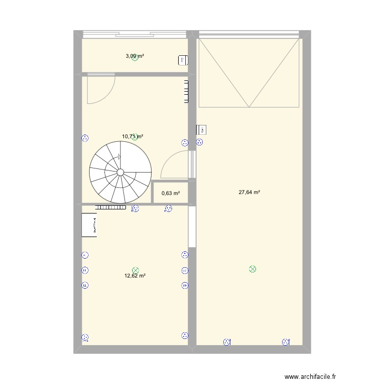 Plan rdc. Plan de 5 pièces et 55 m2