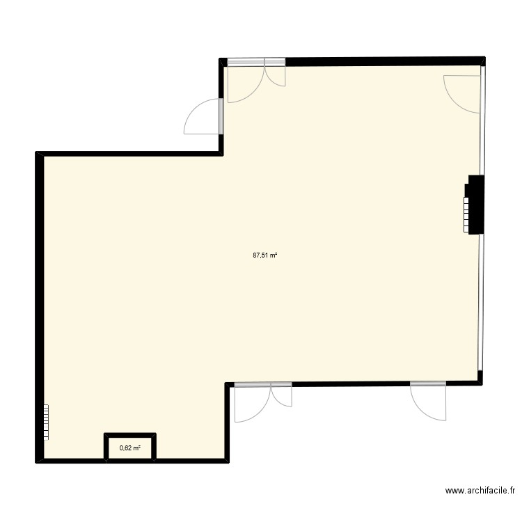 Plan 1. Plan de 2 pièces et 88 m2