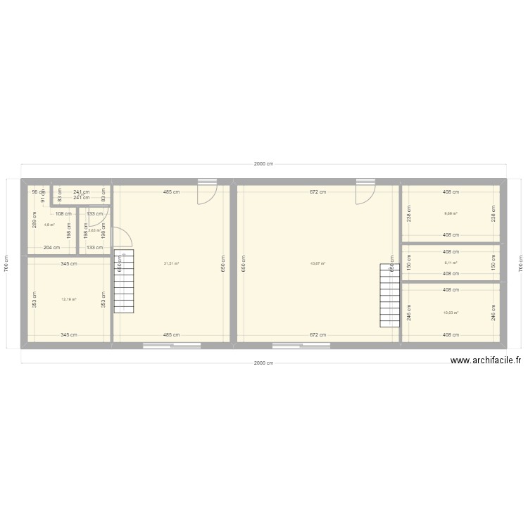 MAISON BERTHEZ. Plan de 9 pièces et 123 m2