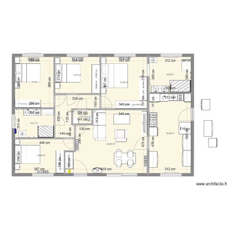 futur disposition + meuble. Plan de 10 pièces et 109 m2