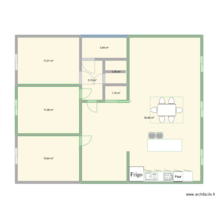 Projet Clara et hugo. Plan de 8 pièces et 95 m2