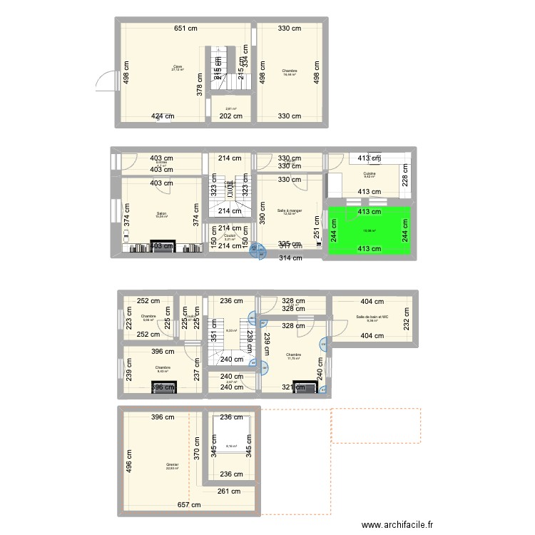 Rosa Bonheur. Plan de 21 pièces et 196 m2