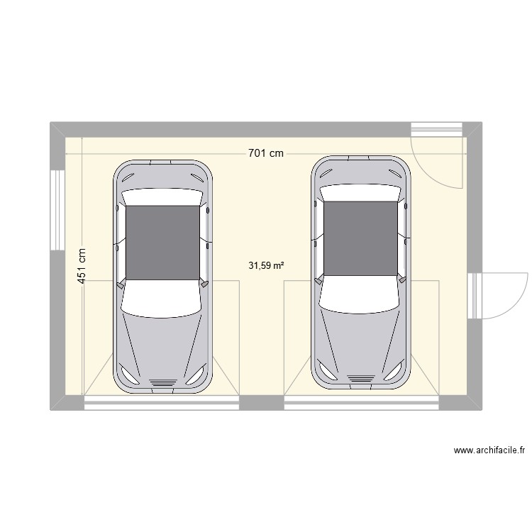 garage double. Plan de 1 pièce et 32 m2