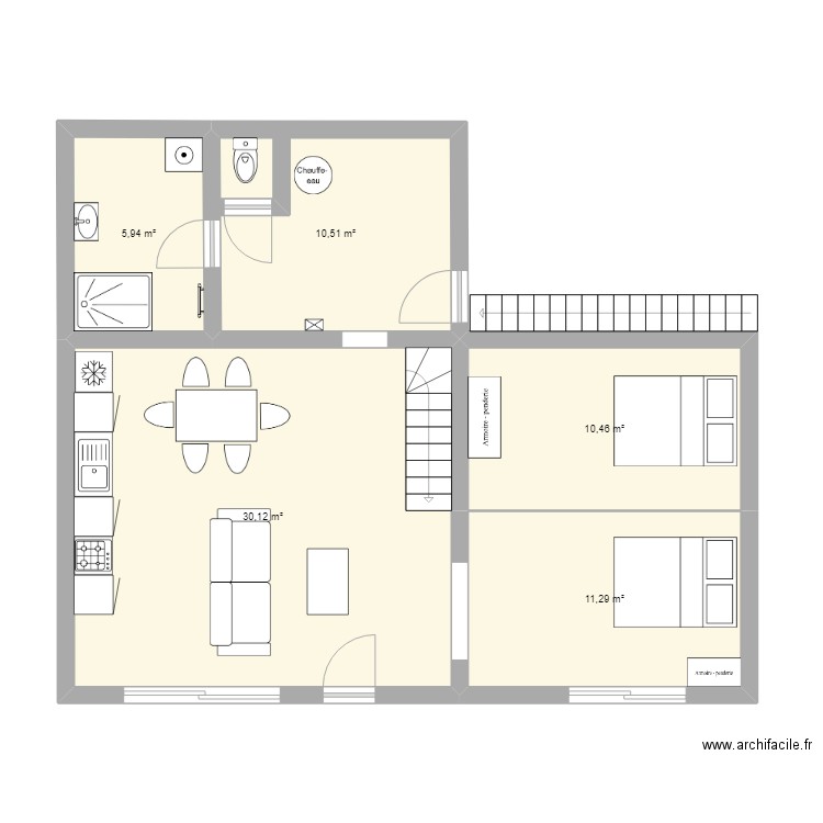 Maison Croix des Noues. Plan de 5 pièces et 68 m2