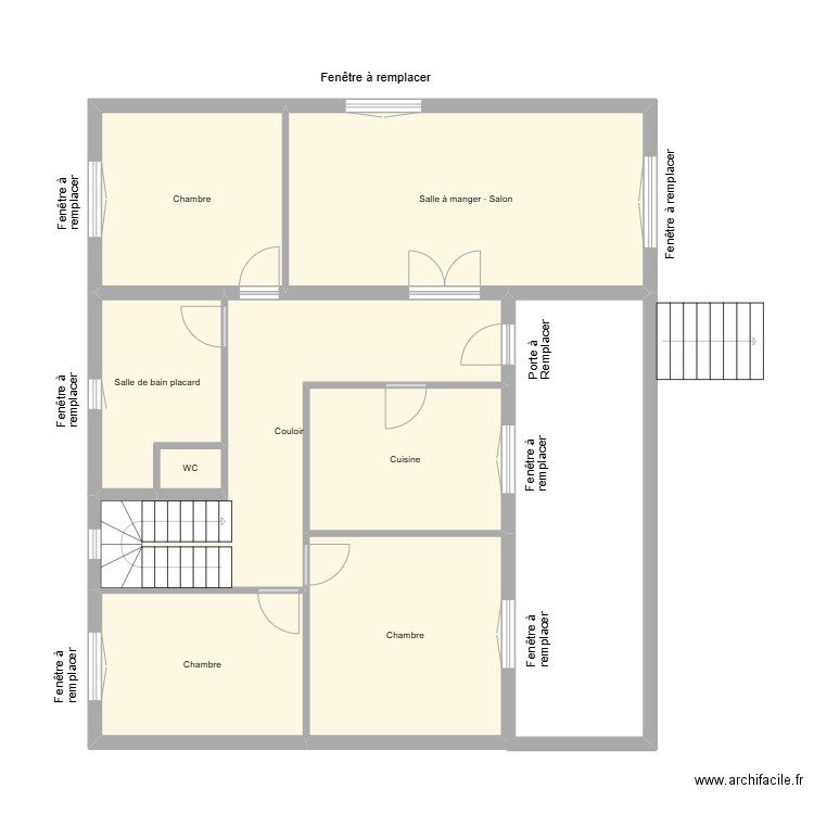 RDC chauville. Plan de 8 pièces et 100 m2