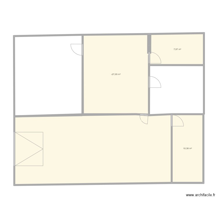 SOUS SOL. Plan de 3 pièces et 44 m2