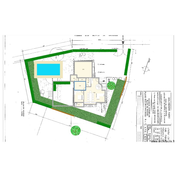 Essai terrain 3. Plan de 7 pièces et 106 m2