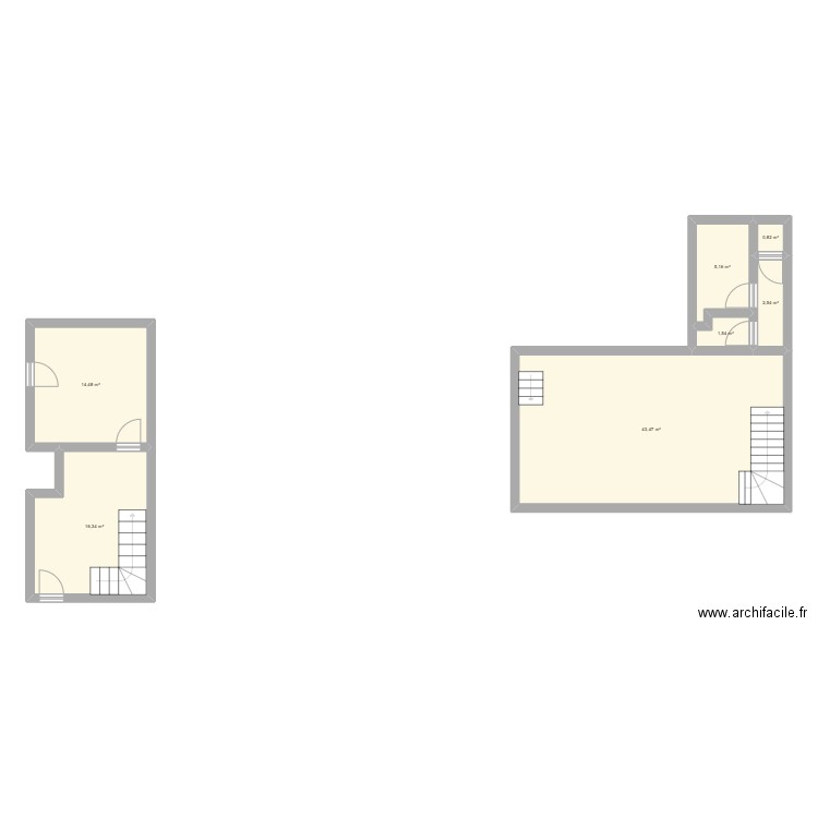 1er étage. Plan de 7 pièces et 84 m2