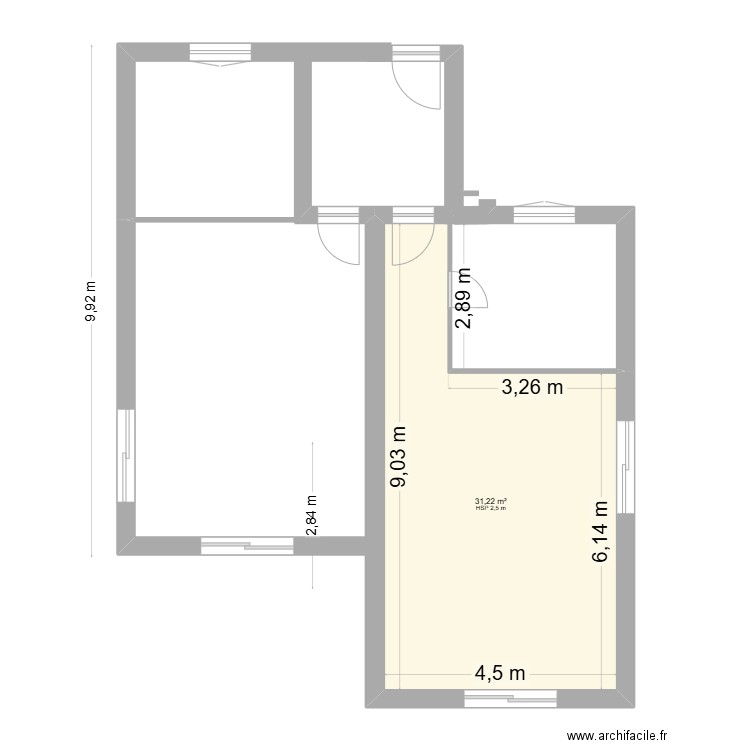 Maison Esquibien RdC 2. Plan de 1 pièce et 31 m2