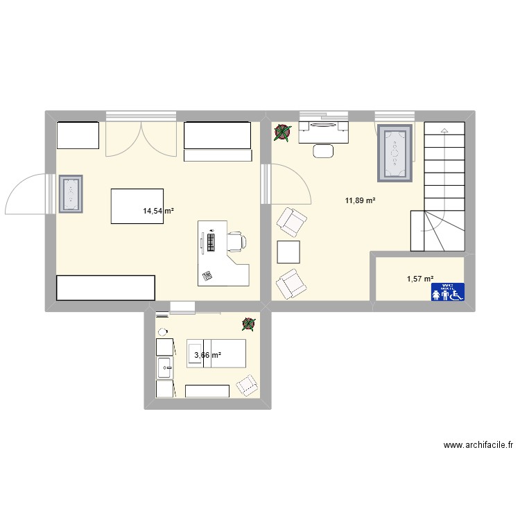 PLAN DE L'INTITUT DU BAS ELENA. Plan de 4 pièces et 32 m2