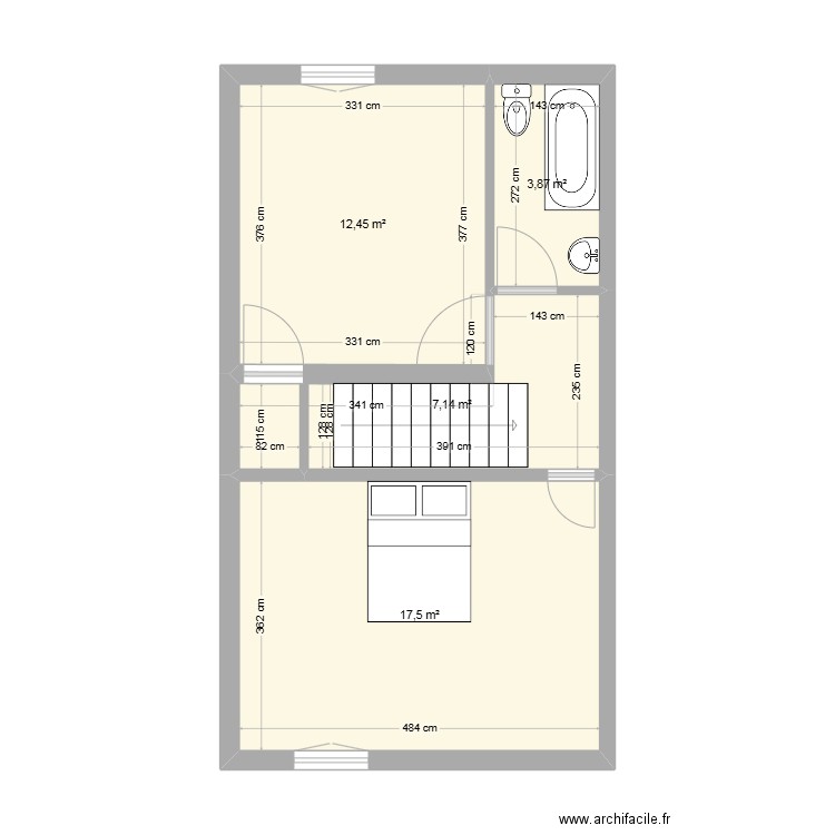 haut maison papa. Plan de 4 pièces et 41 m2