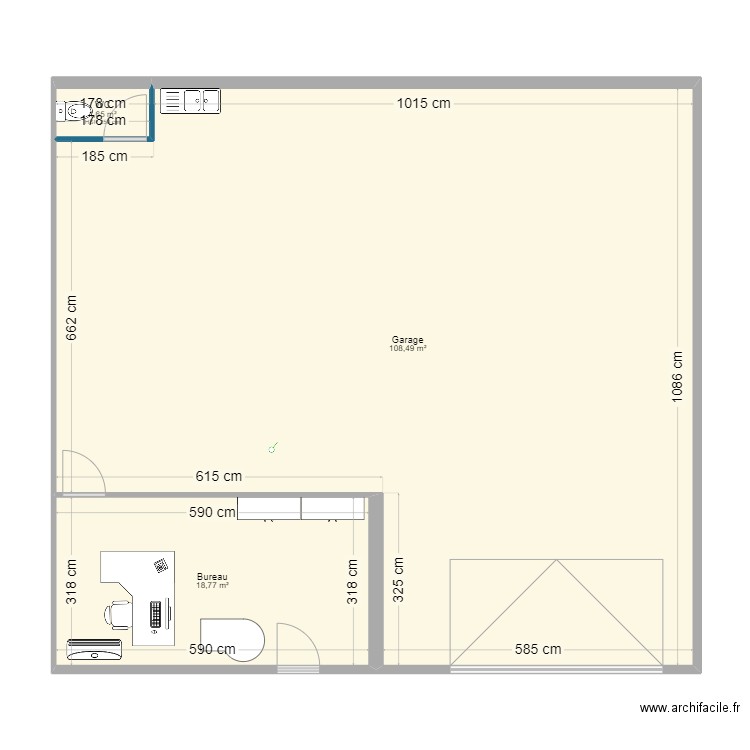 RCL 3 - CAFE RICHARD. Plan de 3 pièces et 129 m2