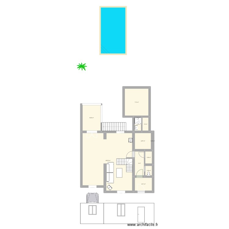 maison. Plan de 11 pièces et 85 m2