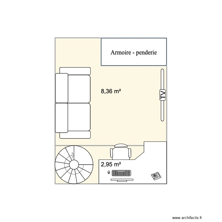 NEUILLY. Plan de 2 pièces et 11 m2