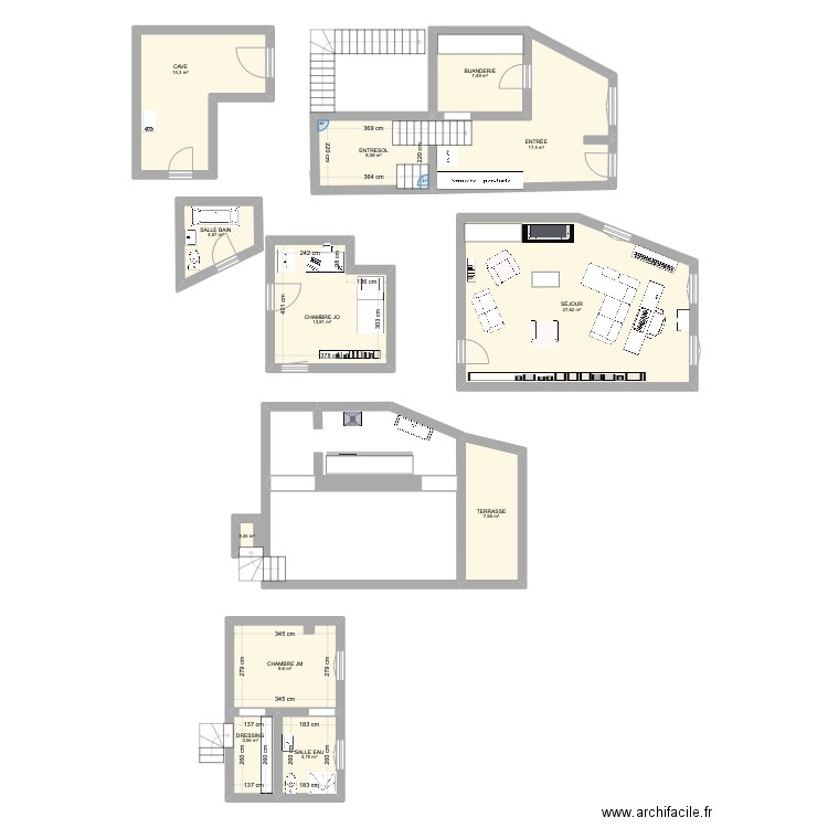 DENFERT-ROCHEREAU. Plan de 12 pièces et 130 m2