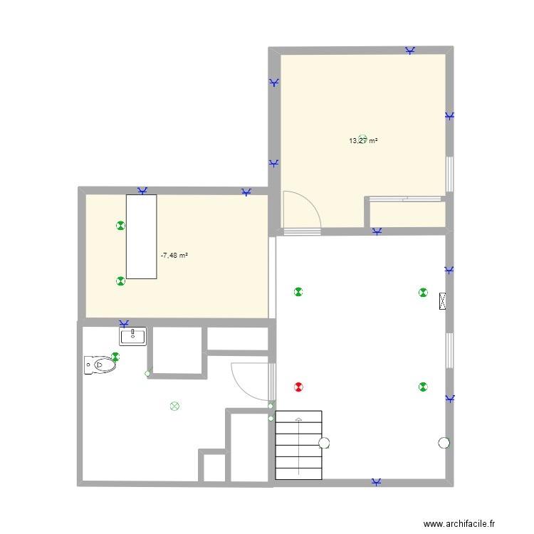 Sous-sol Terrebonne 2024. Plan de 2 pièces et 23 m2