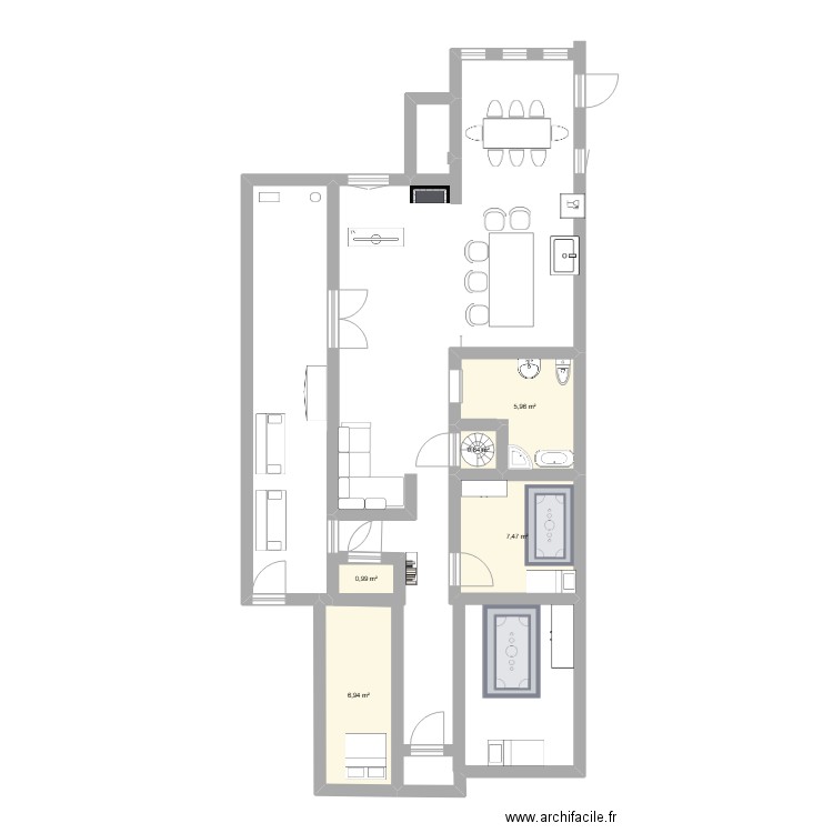 Maison. Plan de 5 pièces et 22 m2