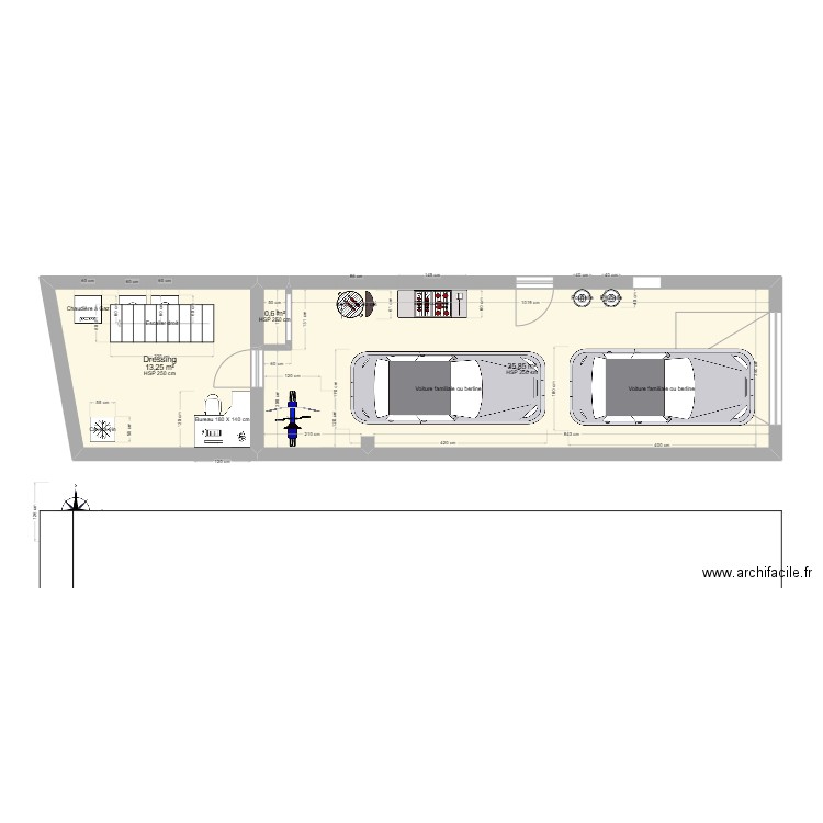 Garage. Plan de 3 pièces et 50 m2