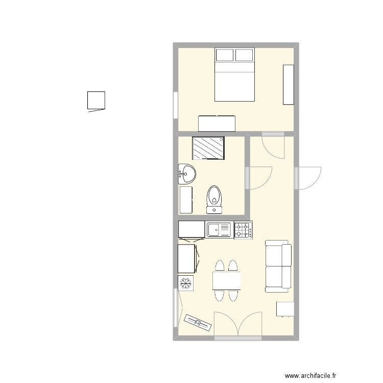 NEUFMOULIN. Plan de 3 pièces et 16 m2