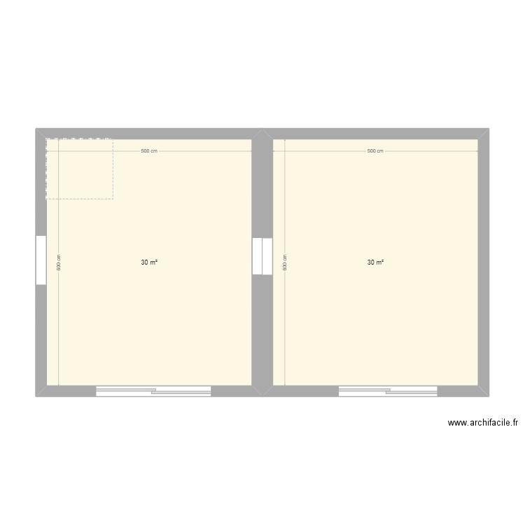 chenil. Plan de 2 pièces et 60 m2