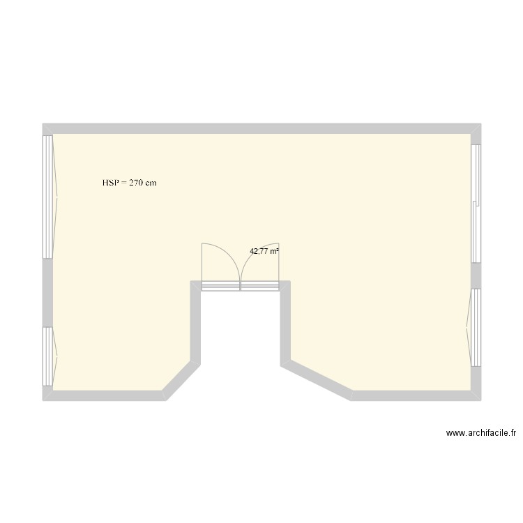 Plan 33 ALM R+1. Plan de 1 pièce et 43 m2