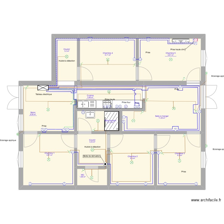 PLAN. Plan de 12 pièces et 82 m2