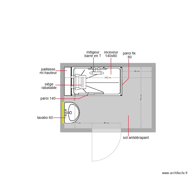 dhifi. Plan de 1 pièce et 4 m2