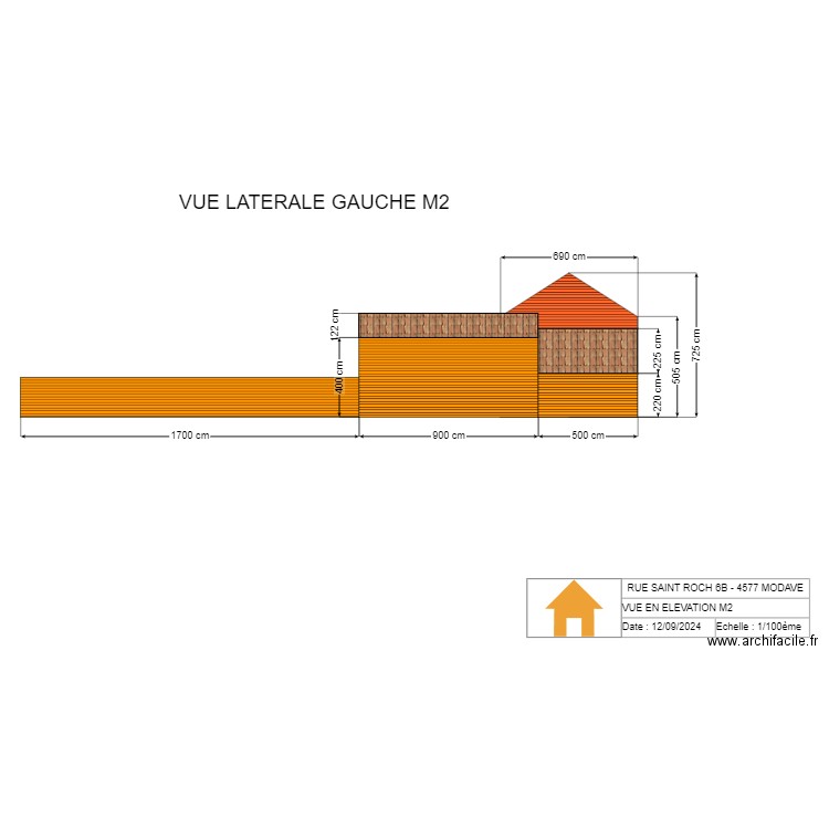 V.RADOUX - VUE EN ELEVATION M2 - 1/100. Plan de 0 pièce et 0 m2