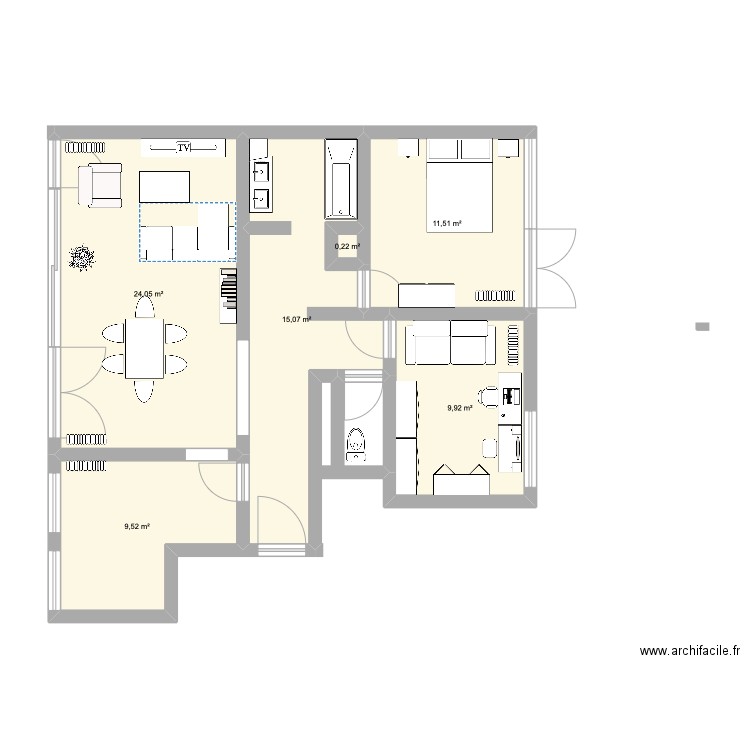 appart lambersart . Plan de 6 pièces et 70 m2