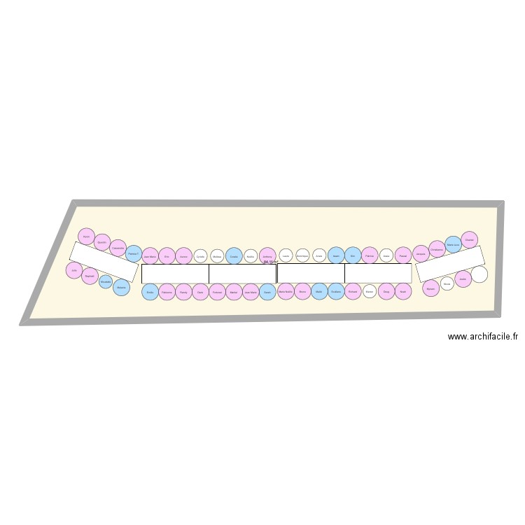 Plan de table mariage places finalisées. Plan de 1 pièce et 84 m2